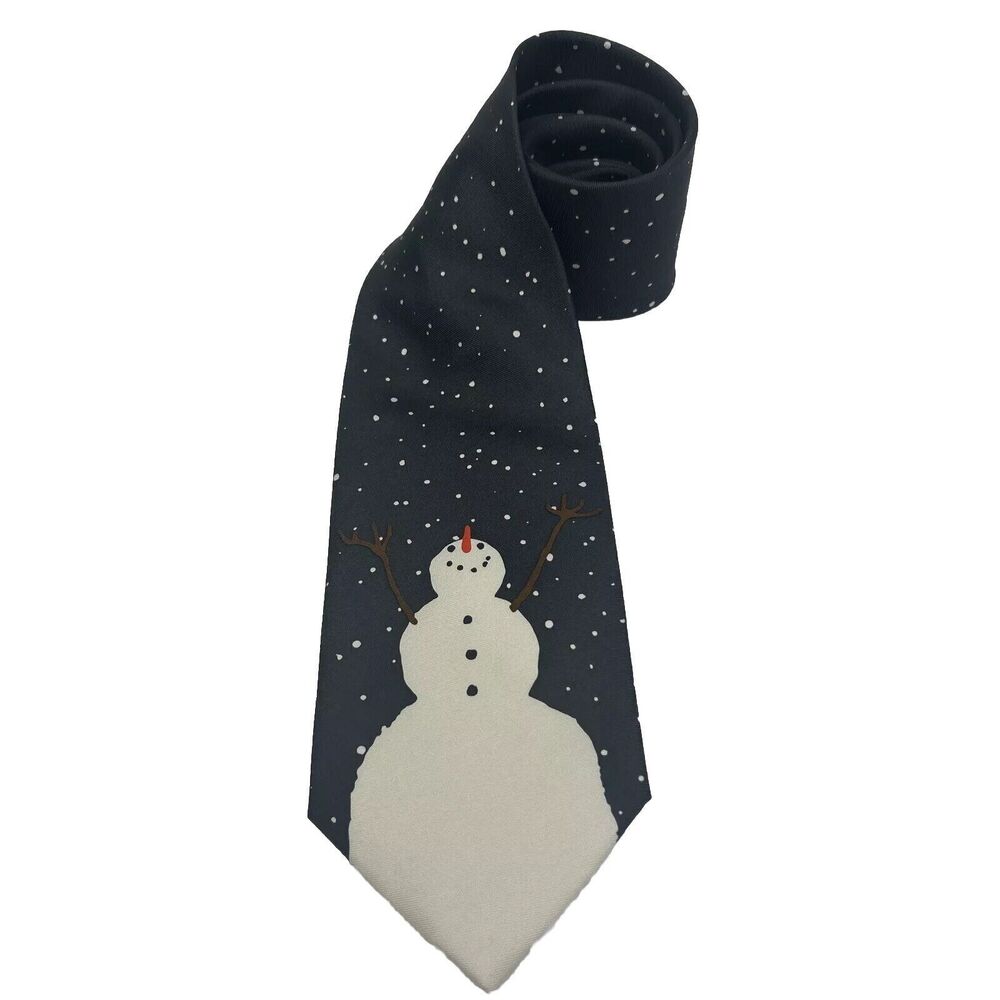 The Art Institute Of Chicago Snowman 100% Silk Christmas Neck Tie